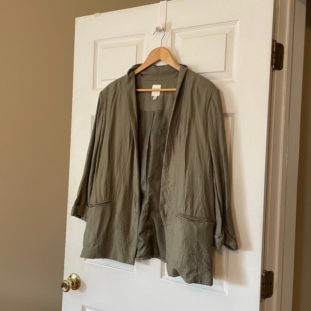 2 for $10 LC Open Front Olive Blazer— size XL